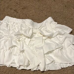 SHEIN White Bubble Mini Skirt with Ruffled Tie Front